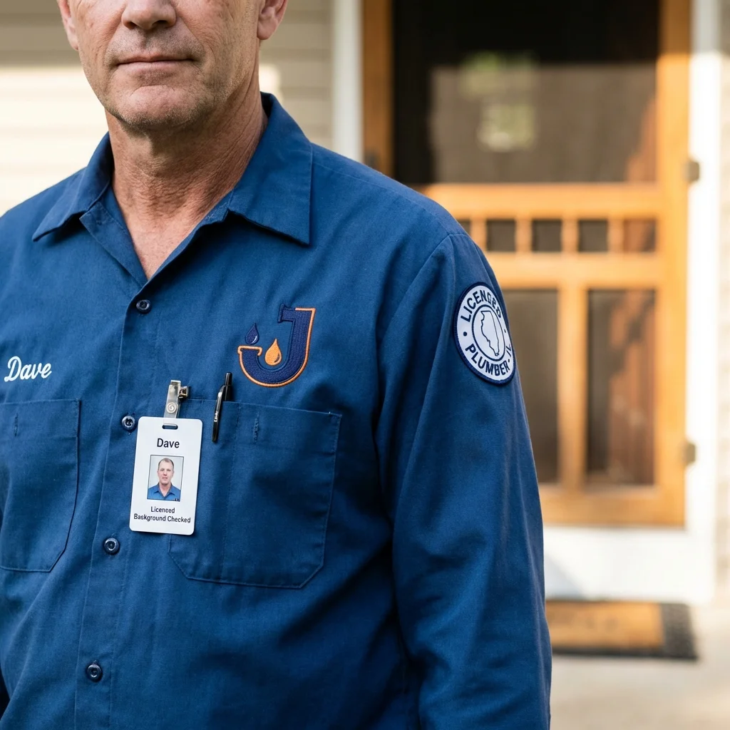 Licensed plumber showing ID badge in Lowellville, OH