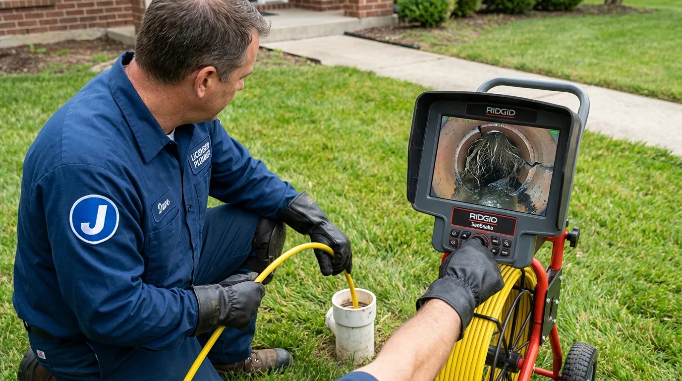 Sewer camera inspection being performed by Johns Plumbing LLC in Lowellville