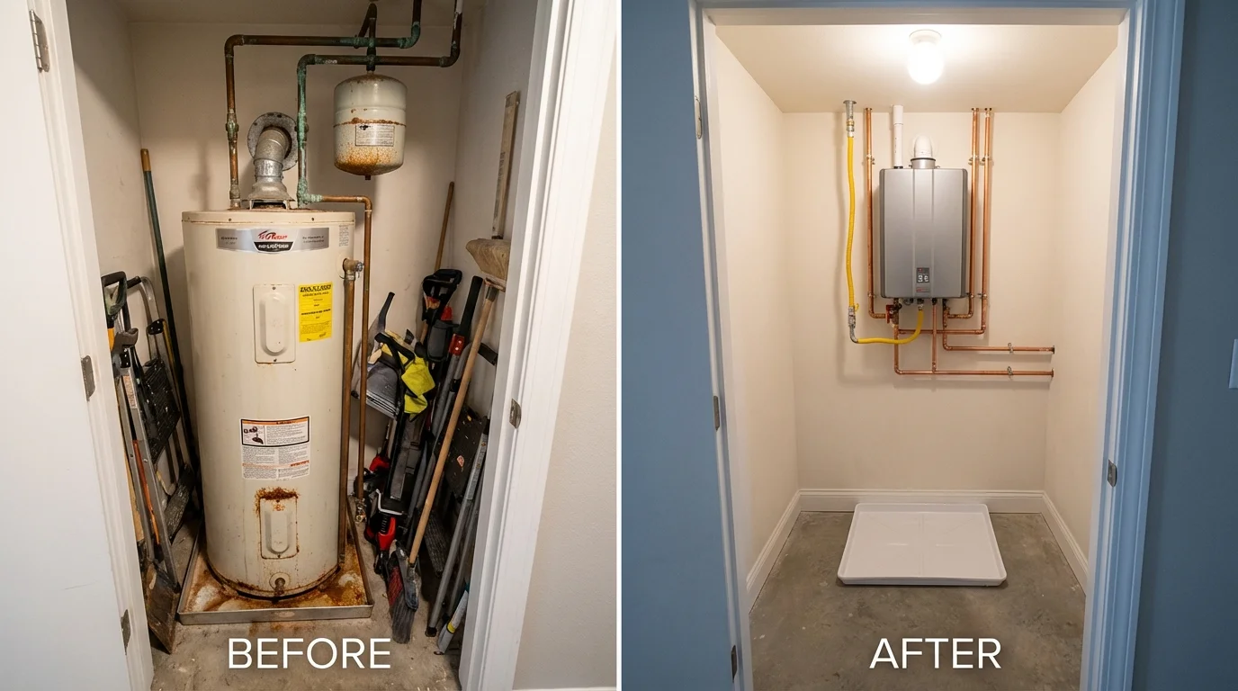 Tank water heater versus wall-mounted tankless unit comparison for Lowellville, OH homeowners